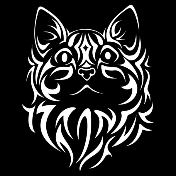 Tribal Cat  White  Thumbnail