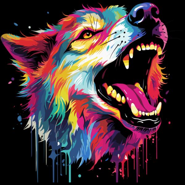 Colorful Howling Wolf Thumbnail
